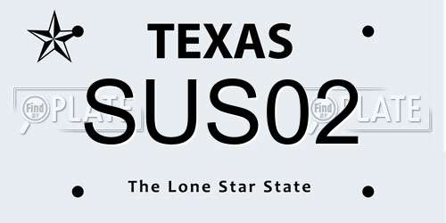 SUS02 Texas License Plate
