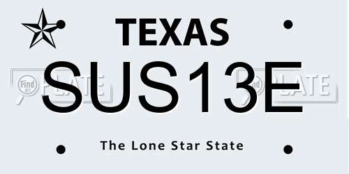 SUS13E Texas License Plate