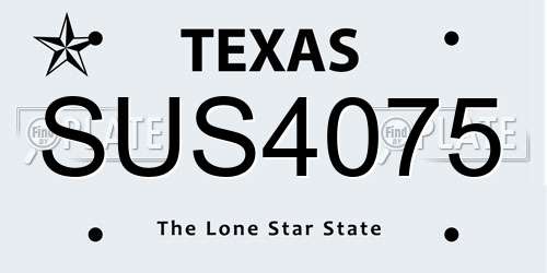 SUS4075 Texas License Plate