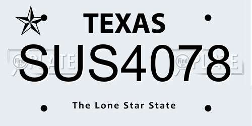 SUS4078 Texas License Plate