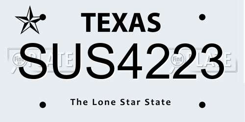 SUS4223 Texas License Plate
