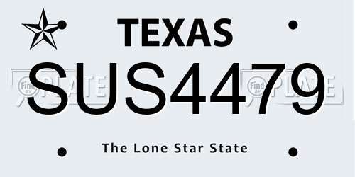 SUS4479 Texas License Plate