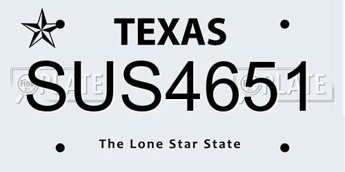 SUS4651 Texas License Plate