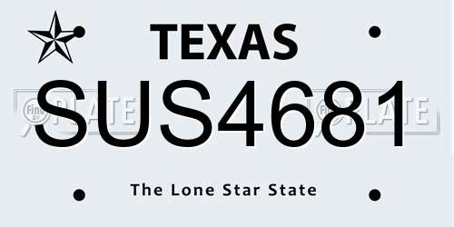 SUS4681 Texas License Plate