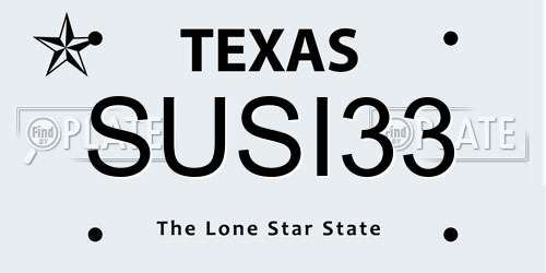 SUSI33 Texas License Plate