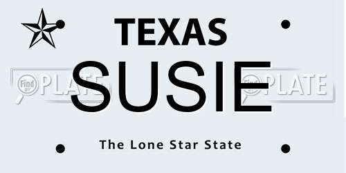 SUSIE Texas License Plate