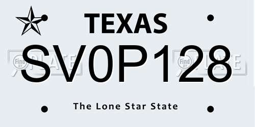 SV0P128 Texas License Plate