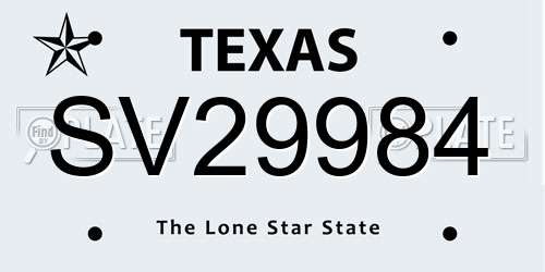 SV29984 Texas License Plate