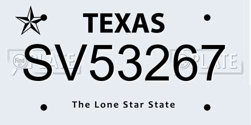SV53267 Texas License Plate