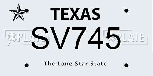 SV745 Texas License Plate