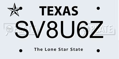 SV8U6Z Texas License Plate