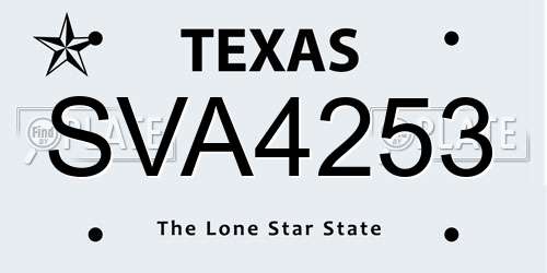 SVA4253 Texas License Plate