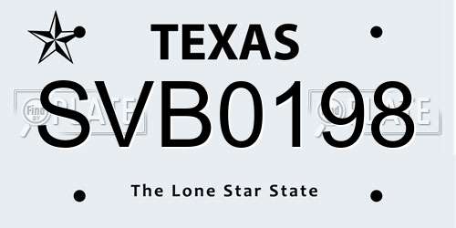 SVB0198 Texas License Plate