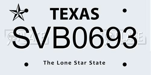 SVB0693 Texas License Plate