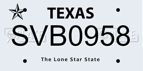SVB0958 Texas License Plate