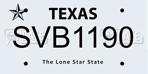 SVB1190 Texas License Plate