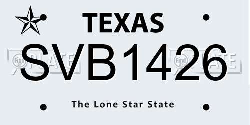 SVB1426 Texas License Plate