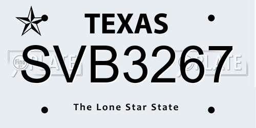 SVB3267 Texas License Plate