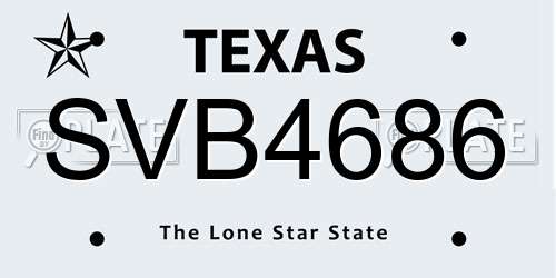 SVB4686 Texas License Plate