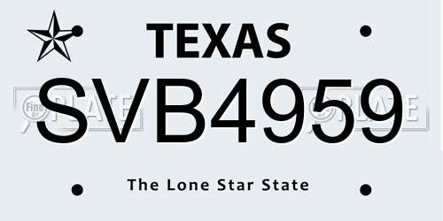 SVB4959 Texas License Plate