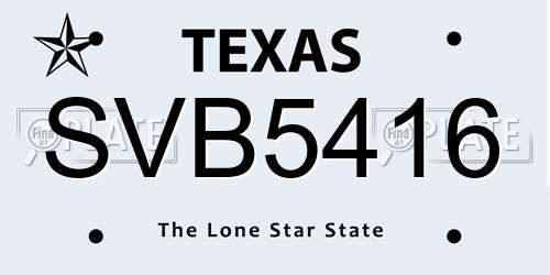 SVB5416 Texas License Plate