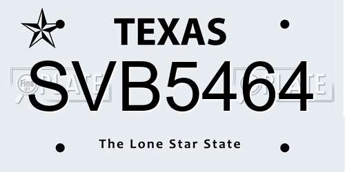 SVB5464 Texas License Plate