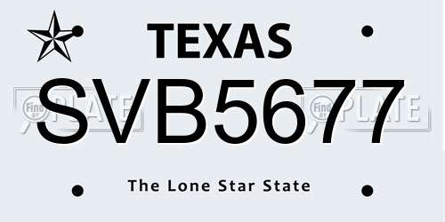SVB5677 Texas License Plate