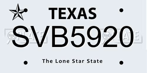 SVB5920 Texas License Plate