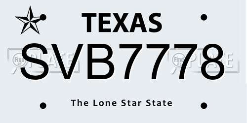 SVB7778 Texas License Plate