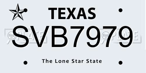 SVB7979 Texas License Plate