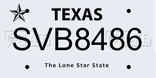 SVB8486 Texas License Plate