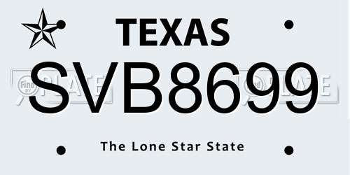 SVB8699 Texas License Plate