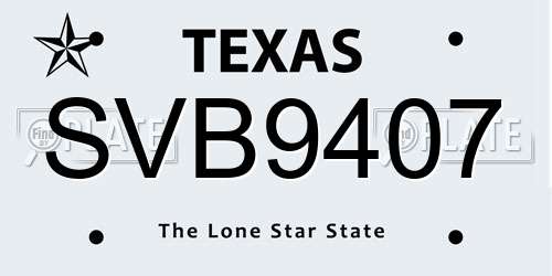 SVB9407 Texas License Plate