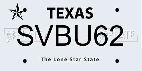 SVBU62 Texas License Plate