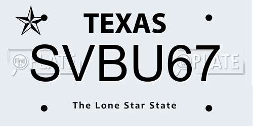 SVBU67 Texas License Plate