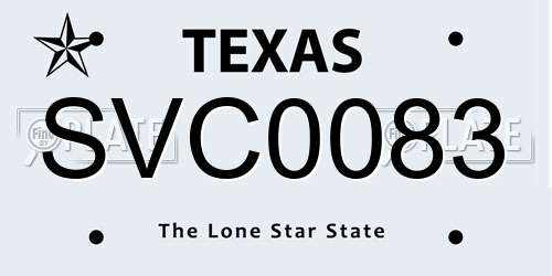 SVC0083 Texas License Plate