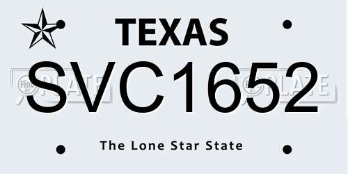 SVC1652 Texas License Plate