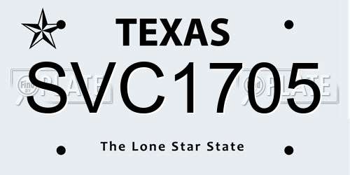 SVC1705 Texas License Plate