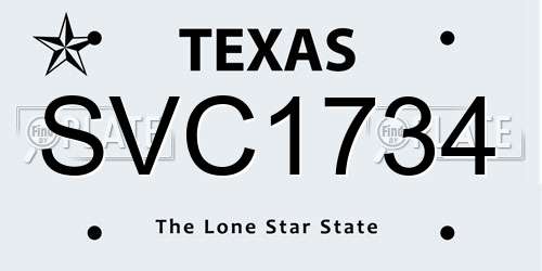 SVC1734 Texas License Plate
