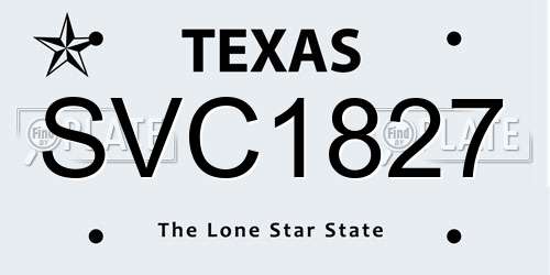 SVC1827 Texas License Plate