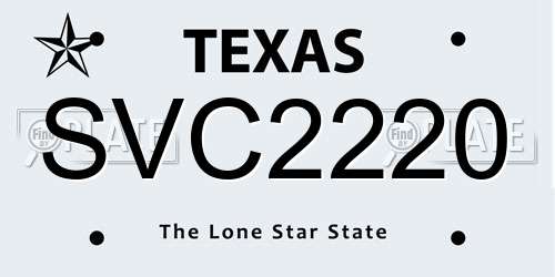 SVC2220 Texas License Plate