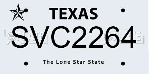 SVC2264 Texas License Plate