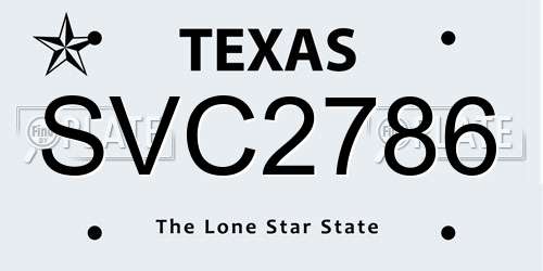 SVC2786 Texas License Plate