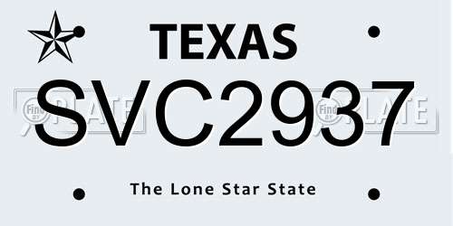 SVC2937 Texas License Plate