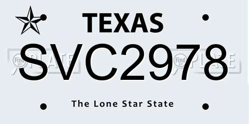 SVC2978 Texas License Plate
