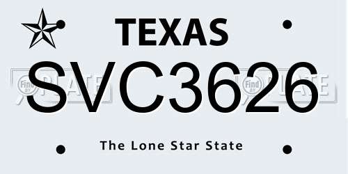 SVC3626 Texas License Plate
