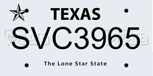 SVC3965 Texas License Plate