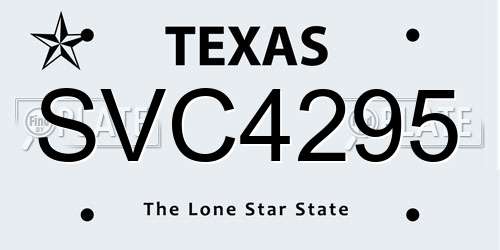 SVC4295 Texas License Plate