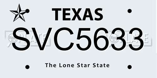 SVC5633 Texas License Plate