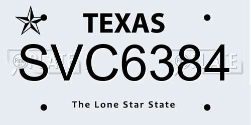 SVC6384 Texas License Plate